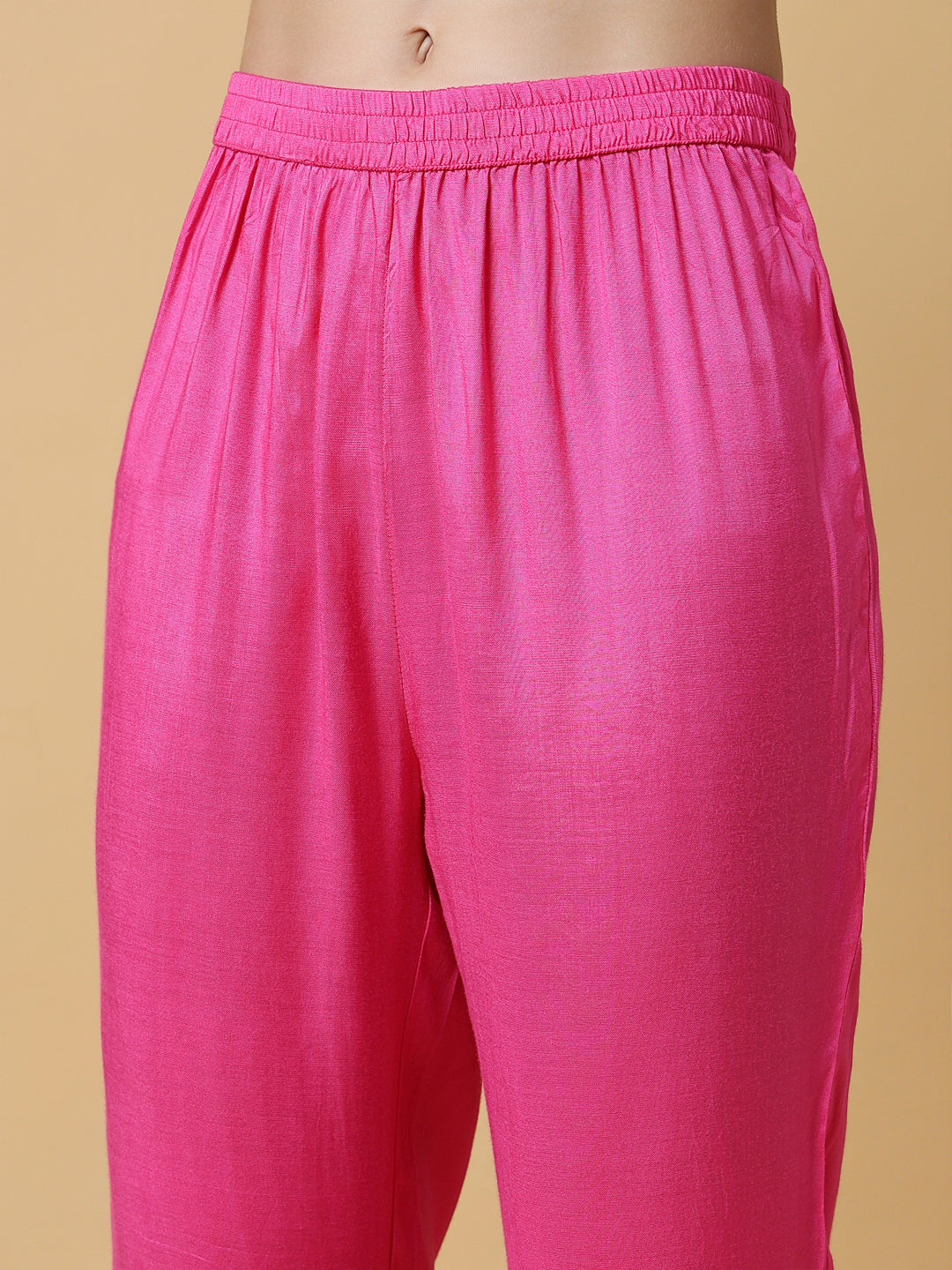 Women's Solid Pink A-Line Kurta Set with Dupatta