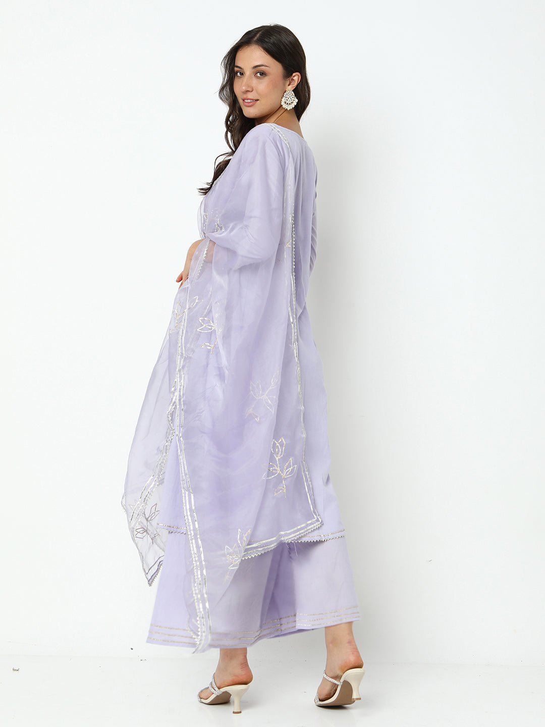 Women's Lavender A-Line Kurta Set with Dupatta