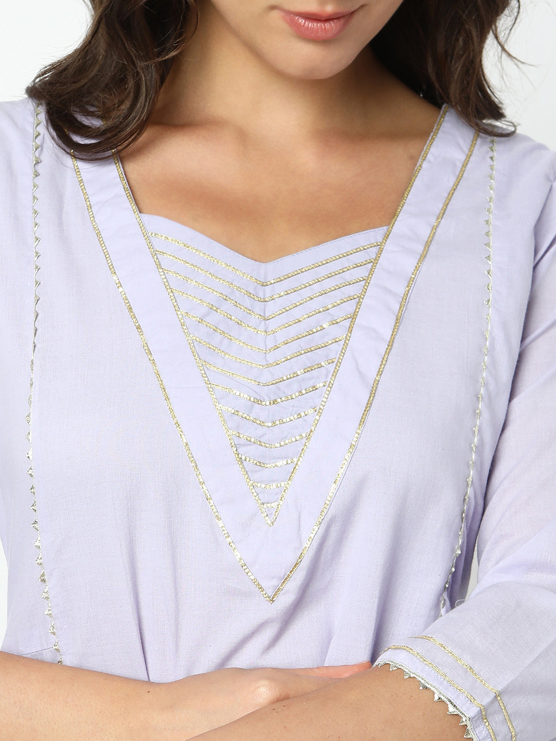 Women's Lavender A-Line Kurta Set with Dupatta