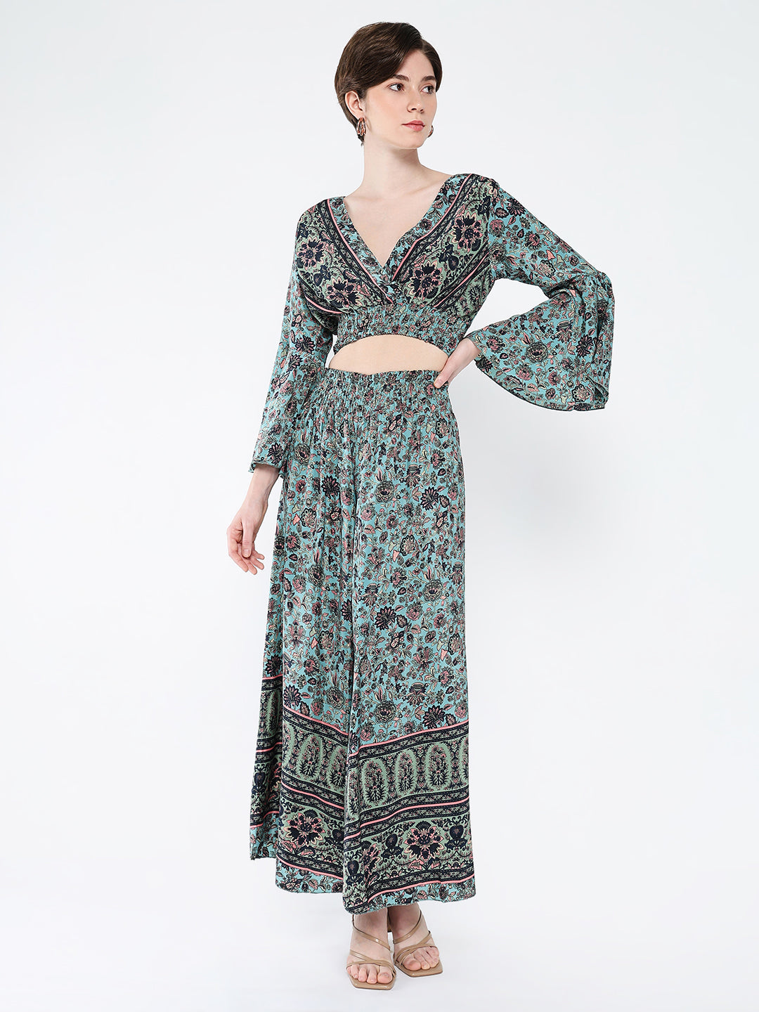 Women Green Printed Co Ords Set