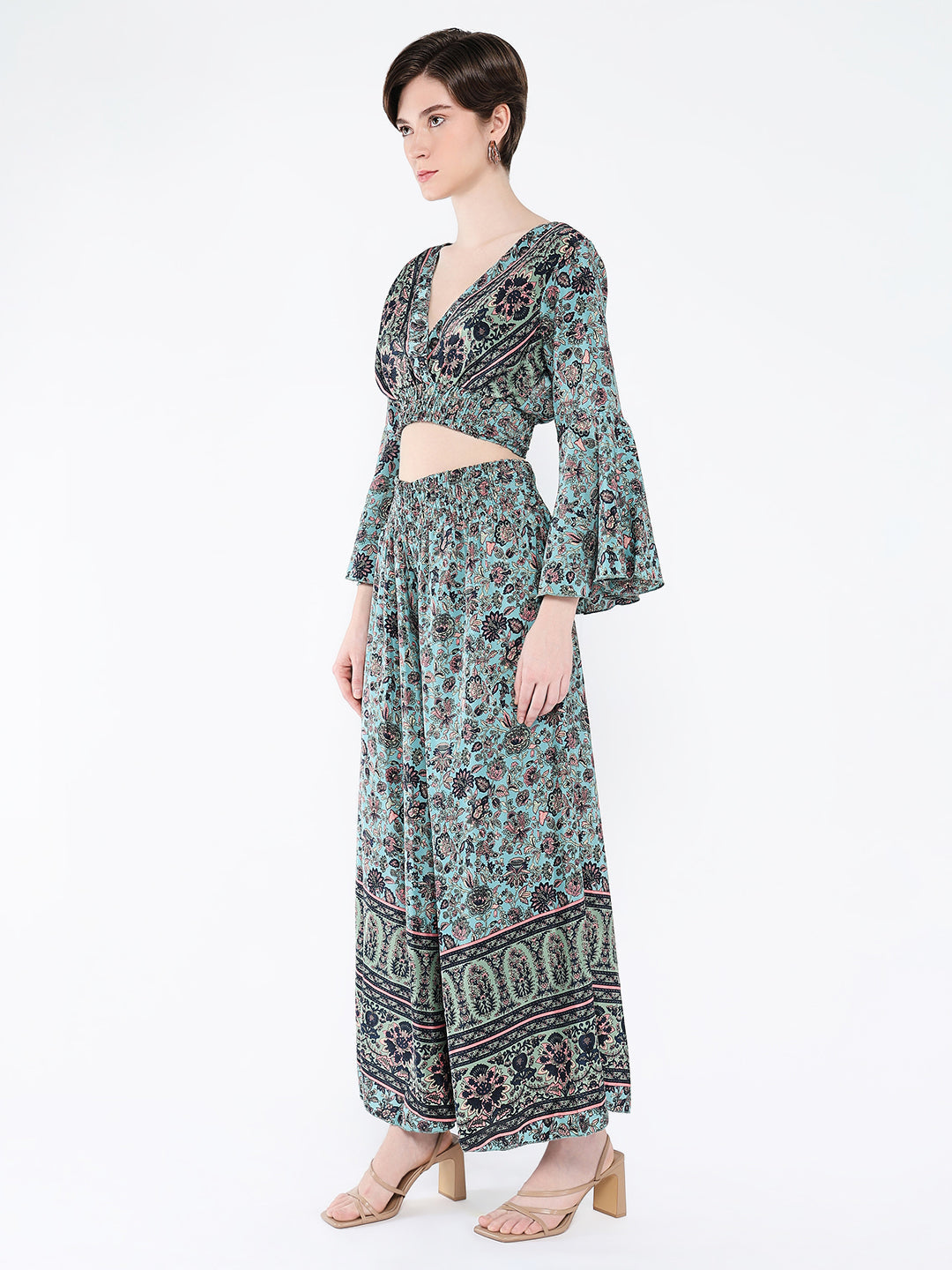 Women Green Printed Co Ords Set