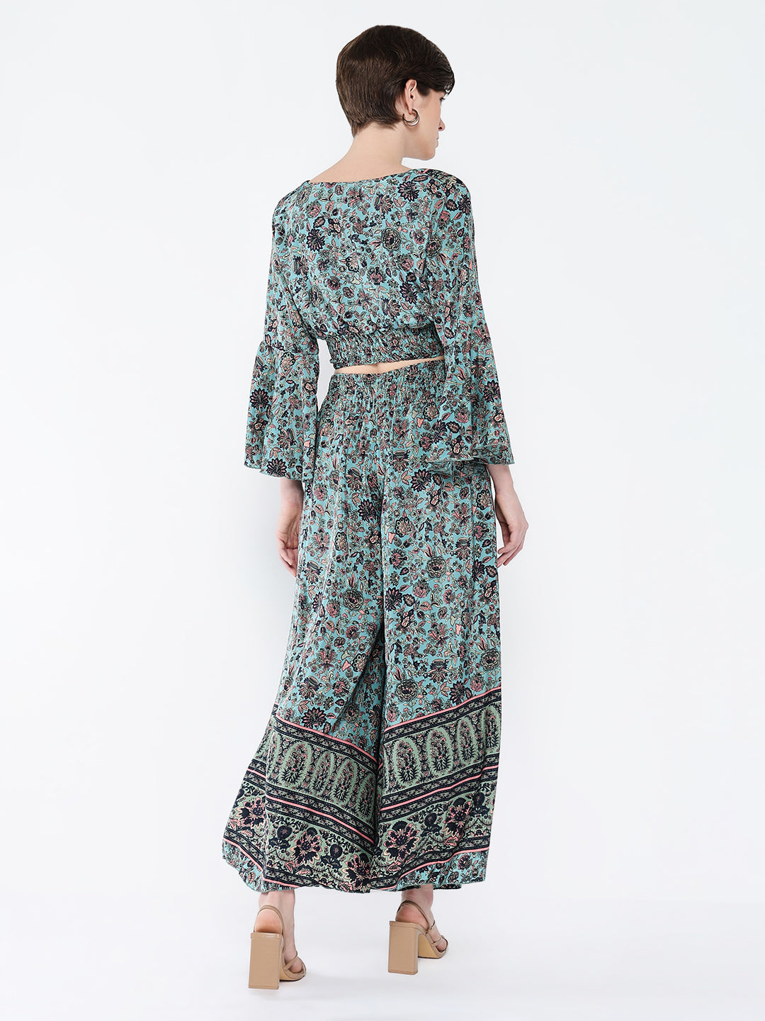 Women Green Printed Co Ords Set