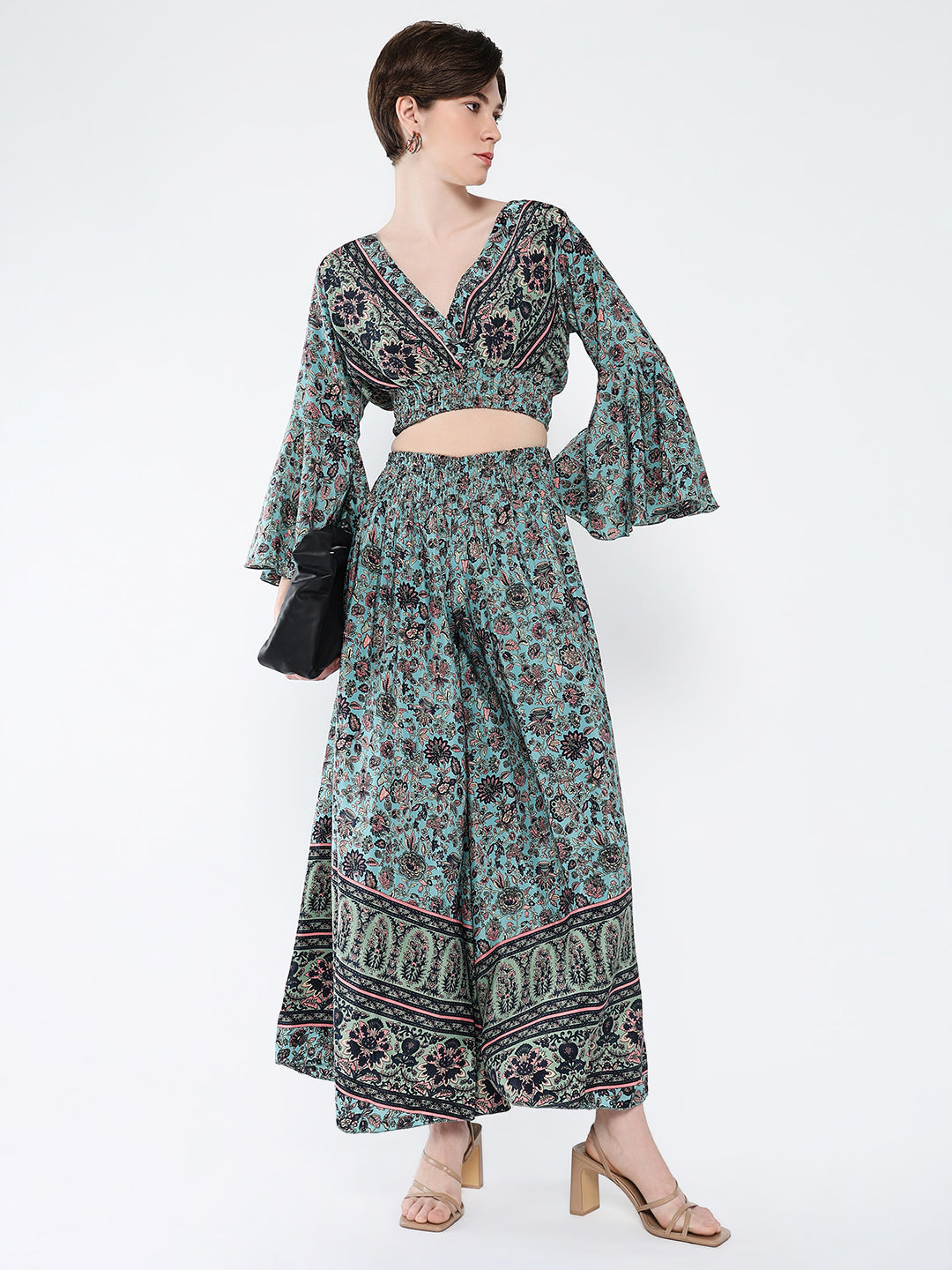 Women Green Printed Co Ords Set