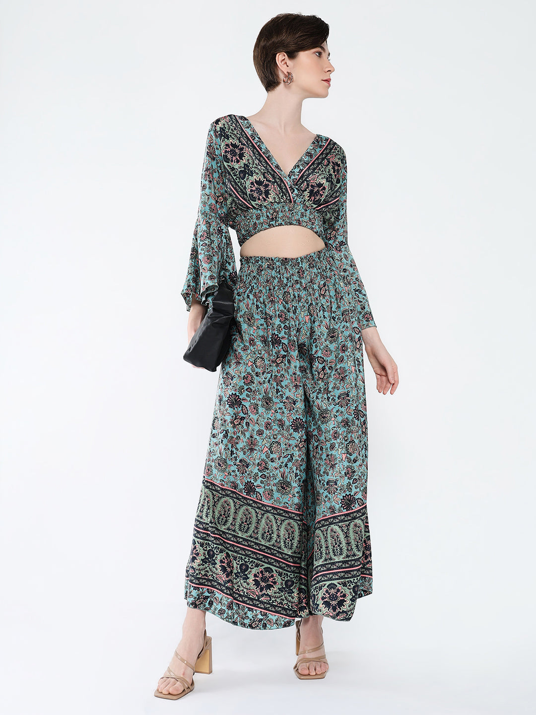 Women Green Printed Co Ords Set