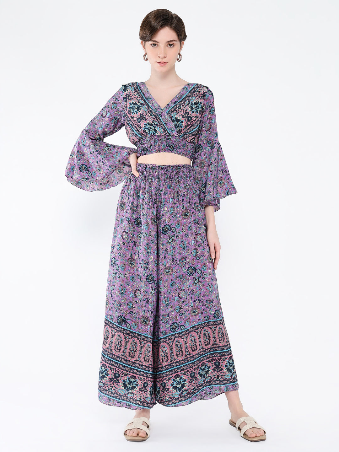 Women Purple Printed Co Ords Set