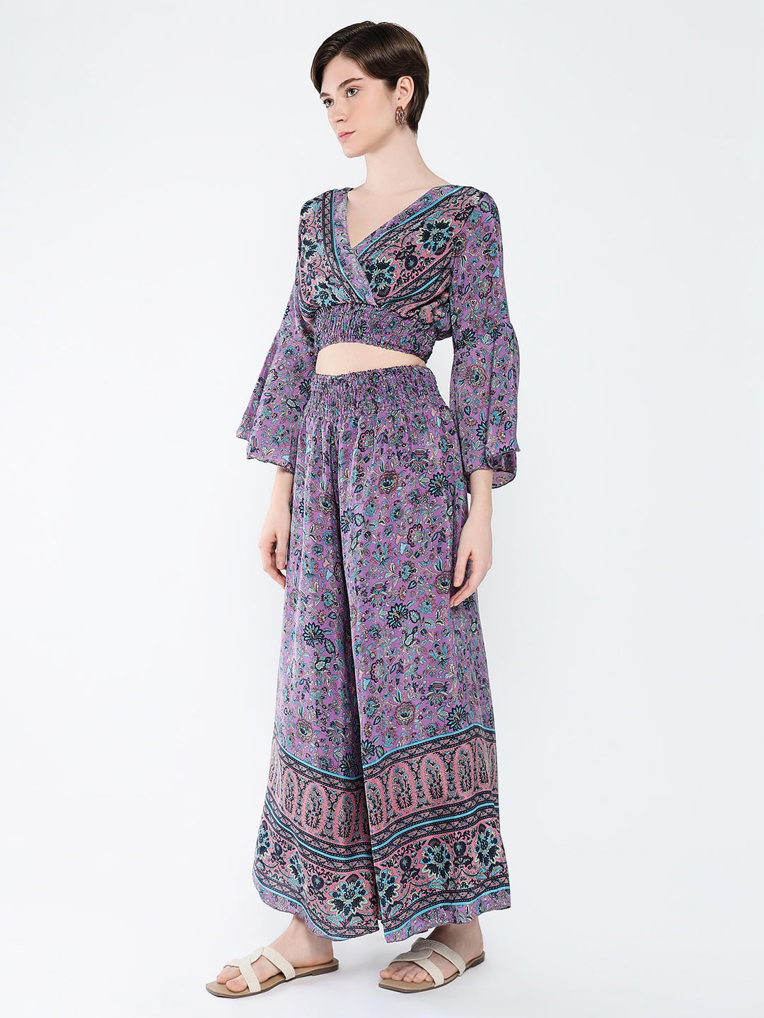 Women Purple Printed Co Ords Set