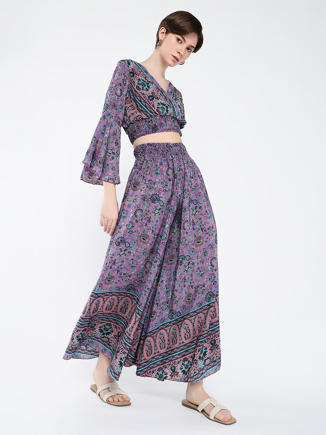 Women Purple Printed Co Ords Set