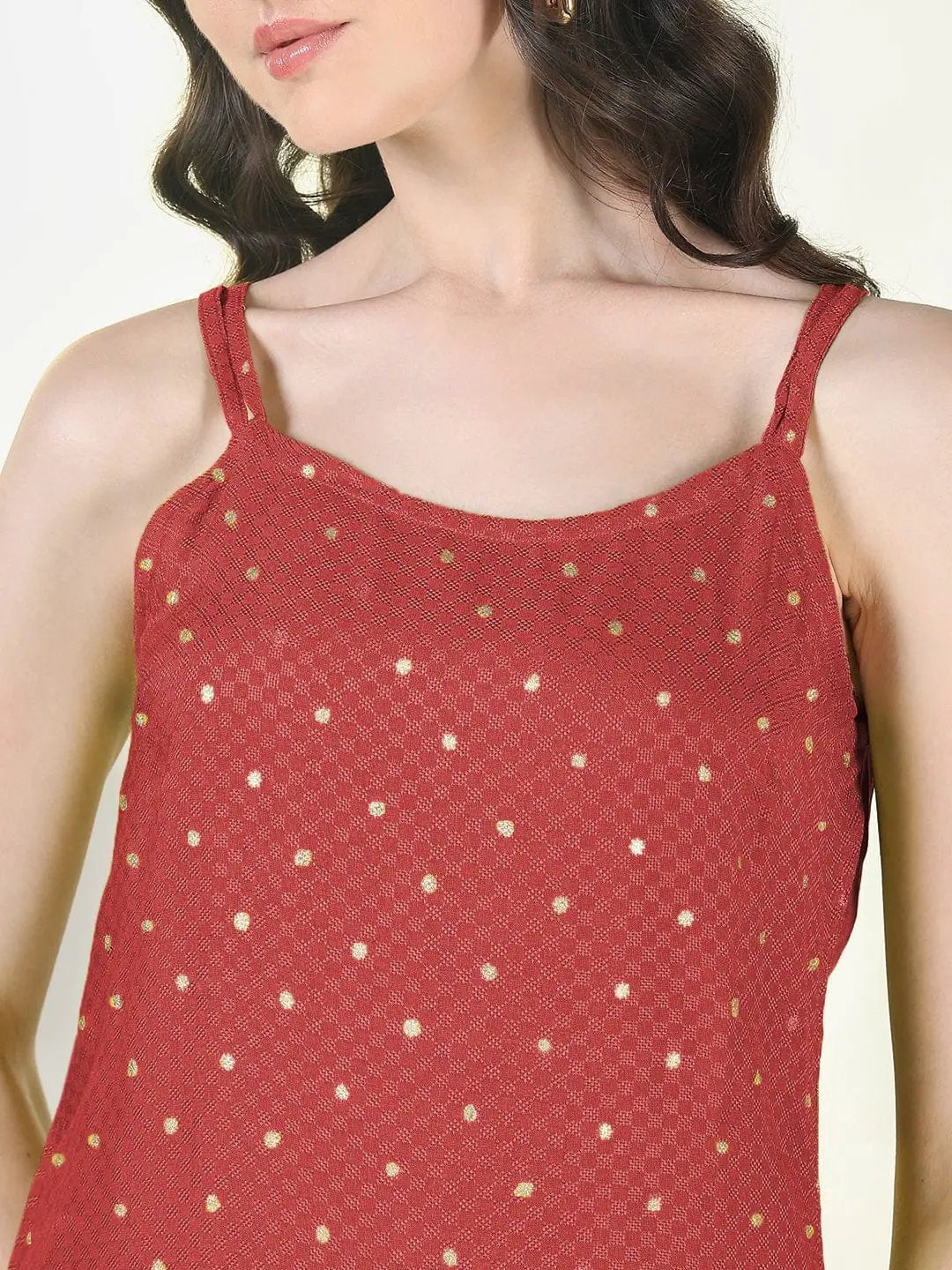 Women's Self Design Red Straight Kurta Set with Dupatta - Uncategorized from SHOWOFFFF