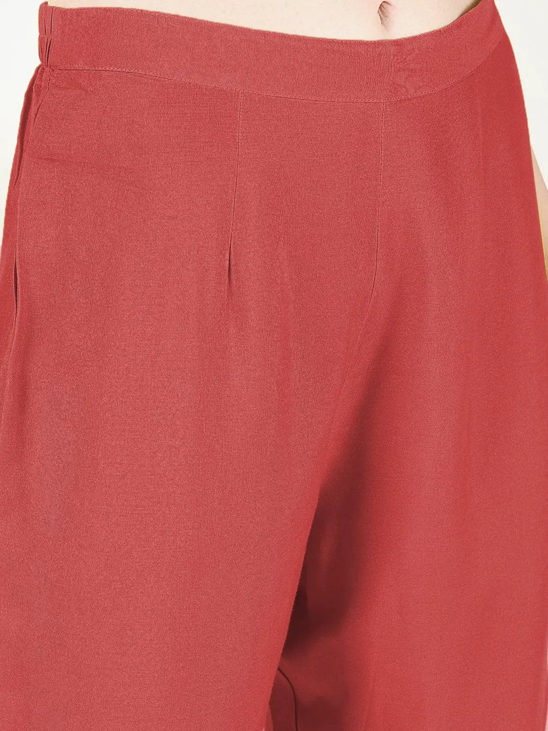 Women's Self Design Red Straight Kurta Set with Dupatta - Uncategorized from SHOWOFFFF