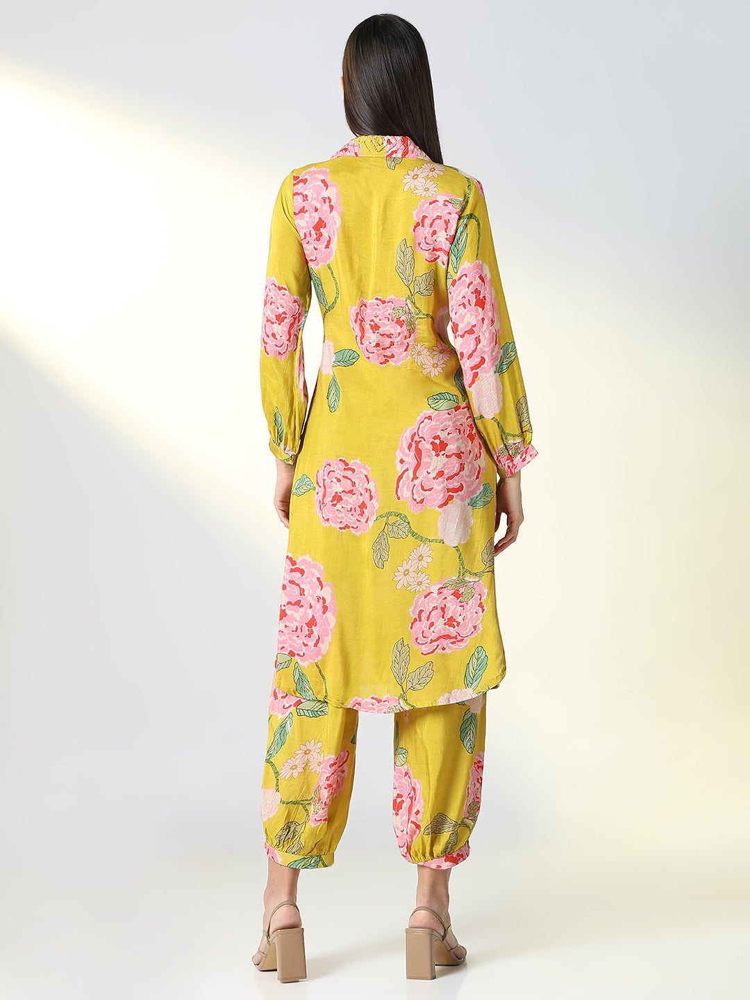 Women Yellow Floral Straight Kurta and Patiala