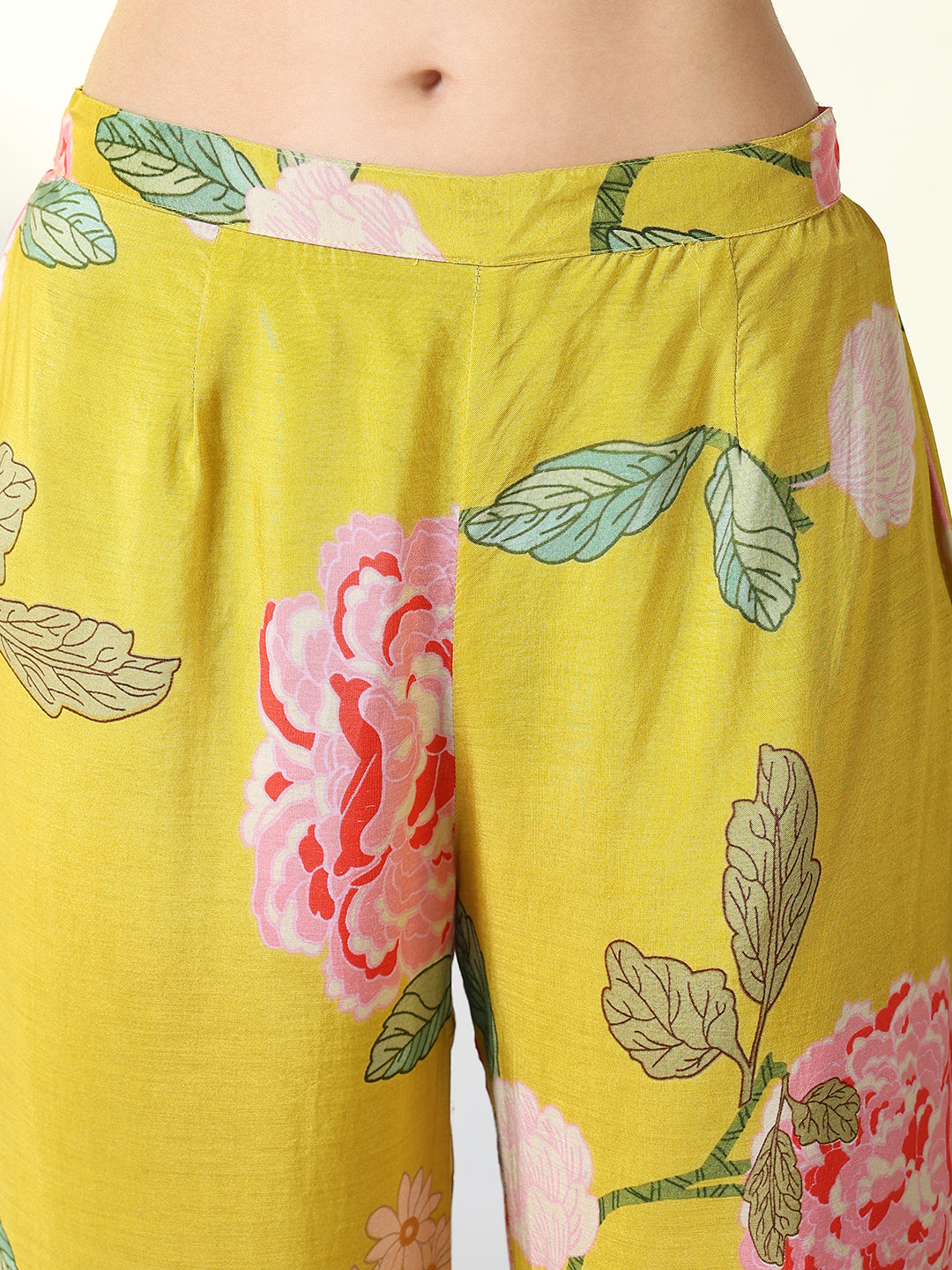 Women Yellow Floral Straight Kurta and Patiala