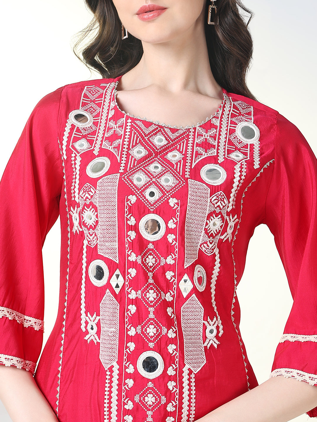 Women Pink Graphic A Line Kurta Set