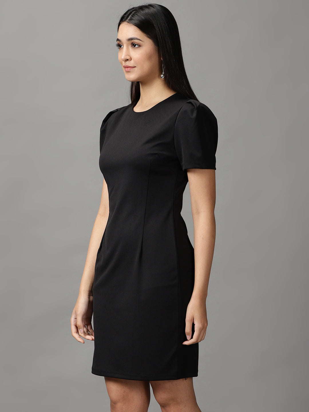 Women's Solid Bodycon Black Dress