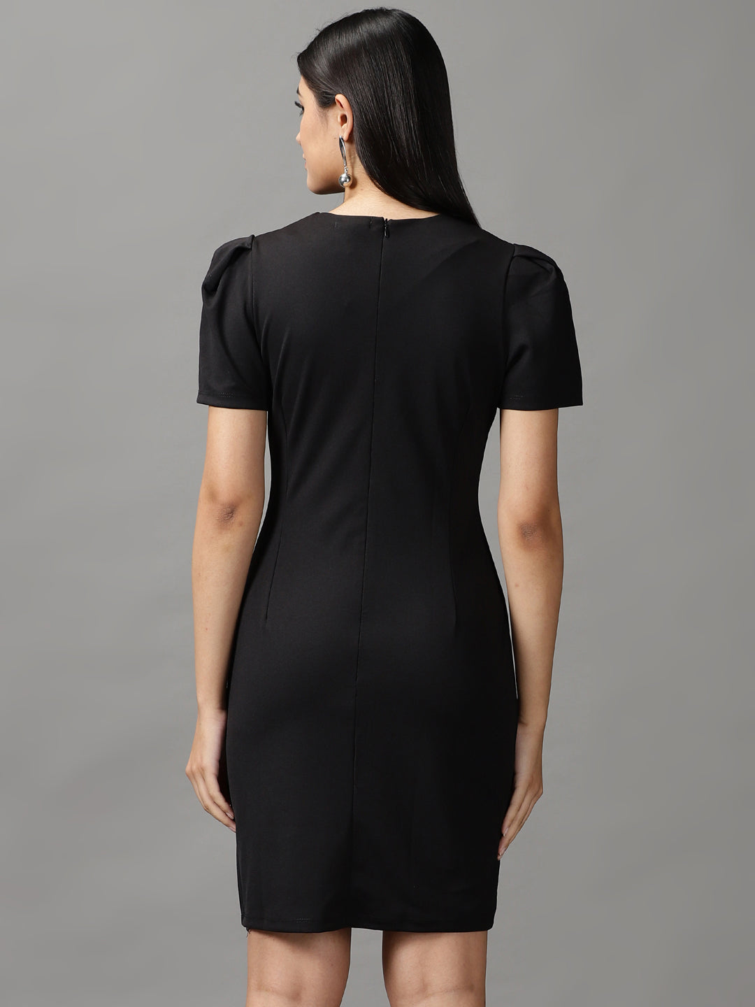 Women's Solid Bodycon Black Dress