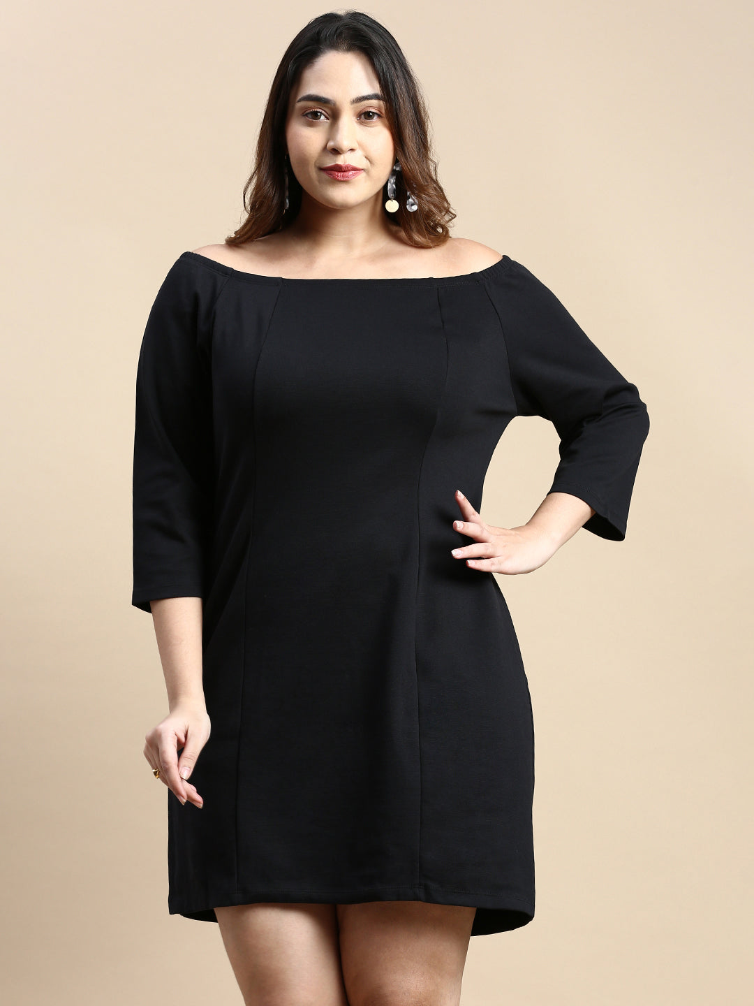 Women Black Solid A-Line Dress