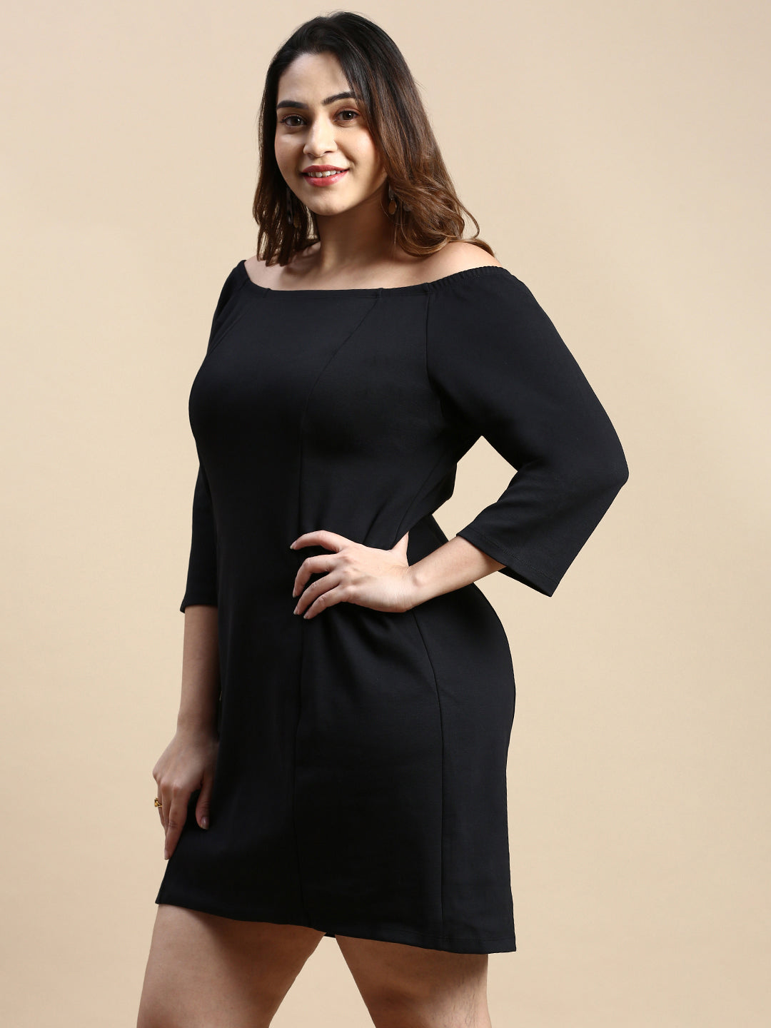 Women Black Solid A-Line Dress