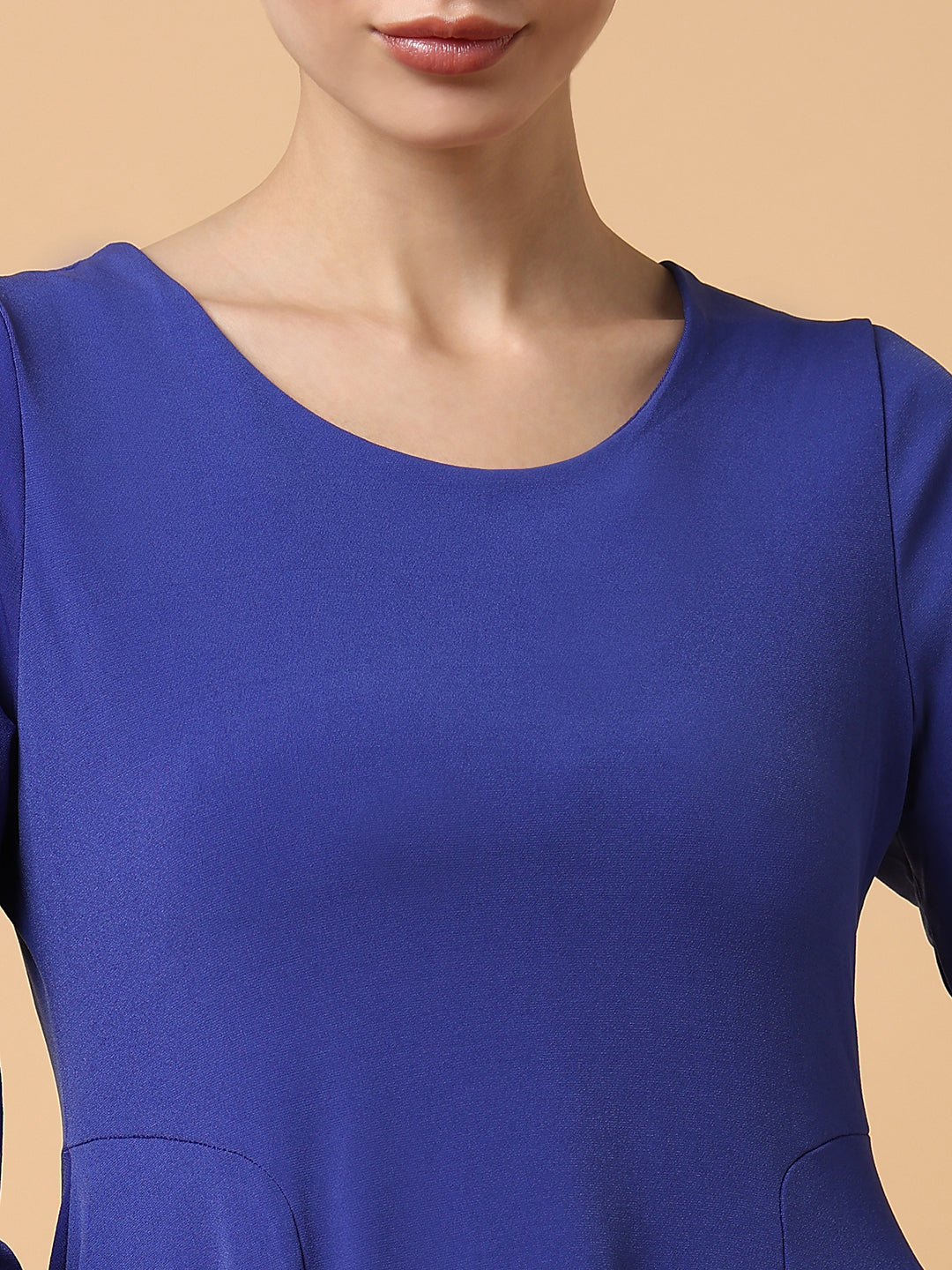 Women's Blue Solid A-Line Dress