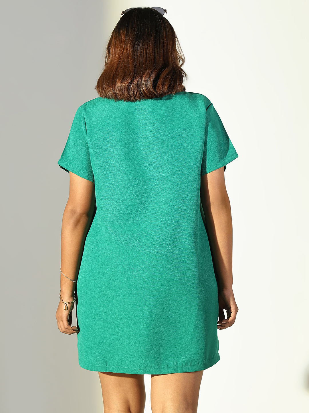 Women Green Solid T Shirt Dress