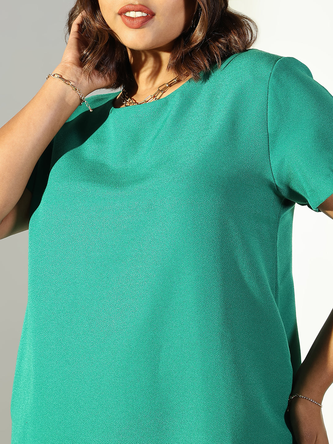 Women Green Solid T Shirt Dress