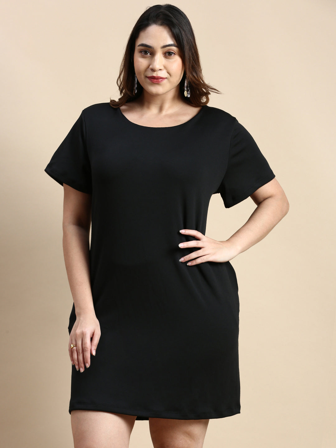 Women Black Solid A-Line Dress