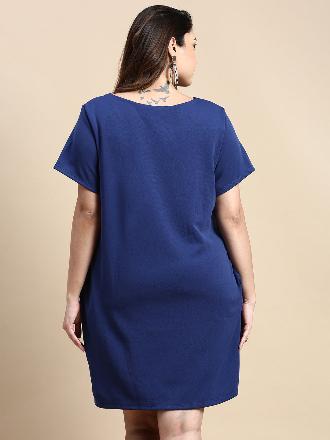 Women Blue Solid A-Line Dress