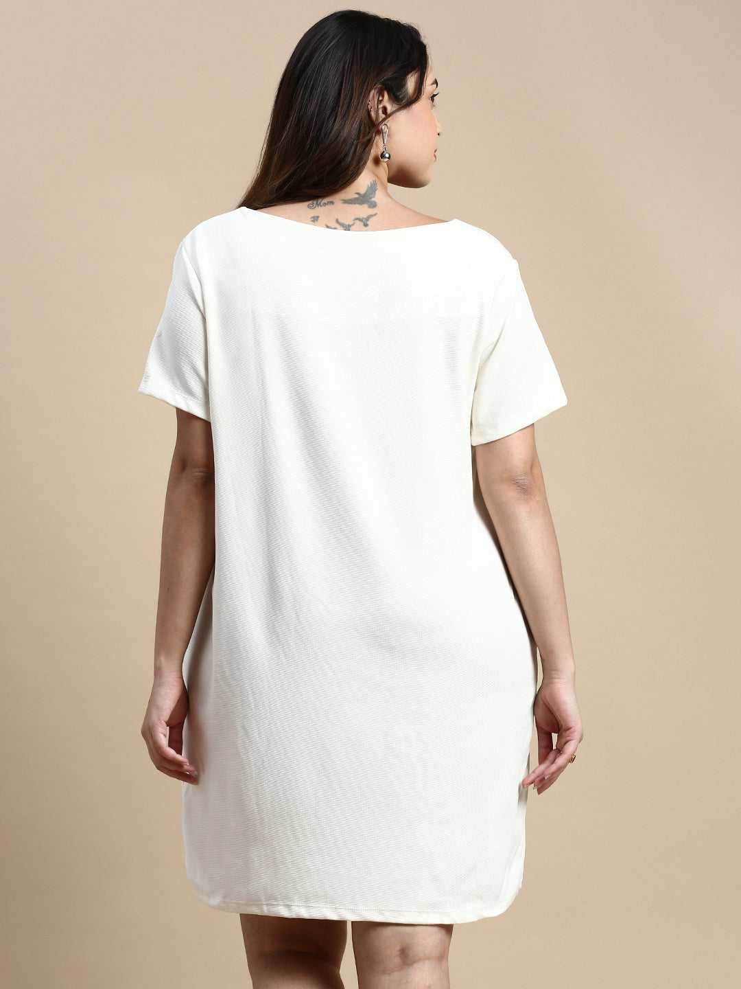 Women Cream Solid A-Line Dress