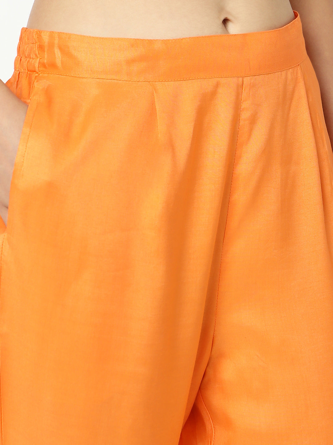 Women's Floral Orange Straight Kurta Set with Dupatta