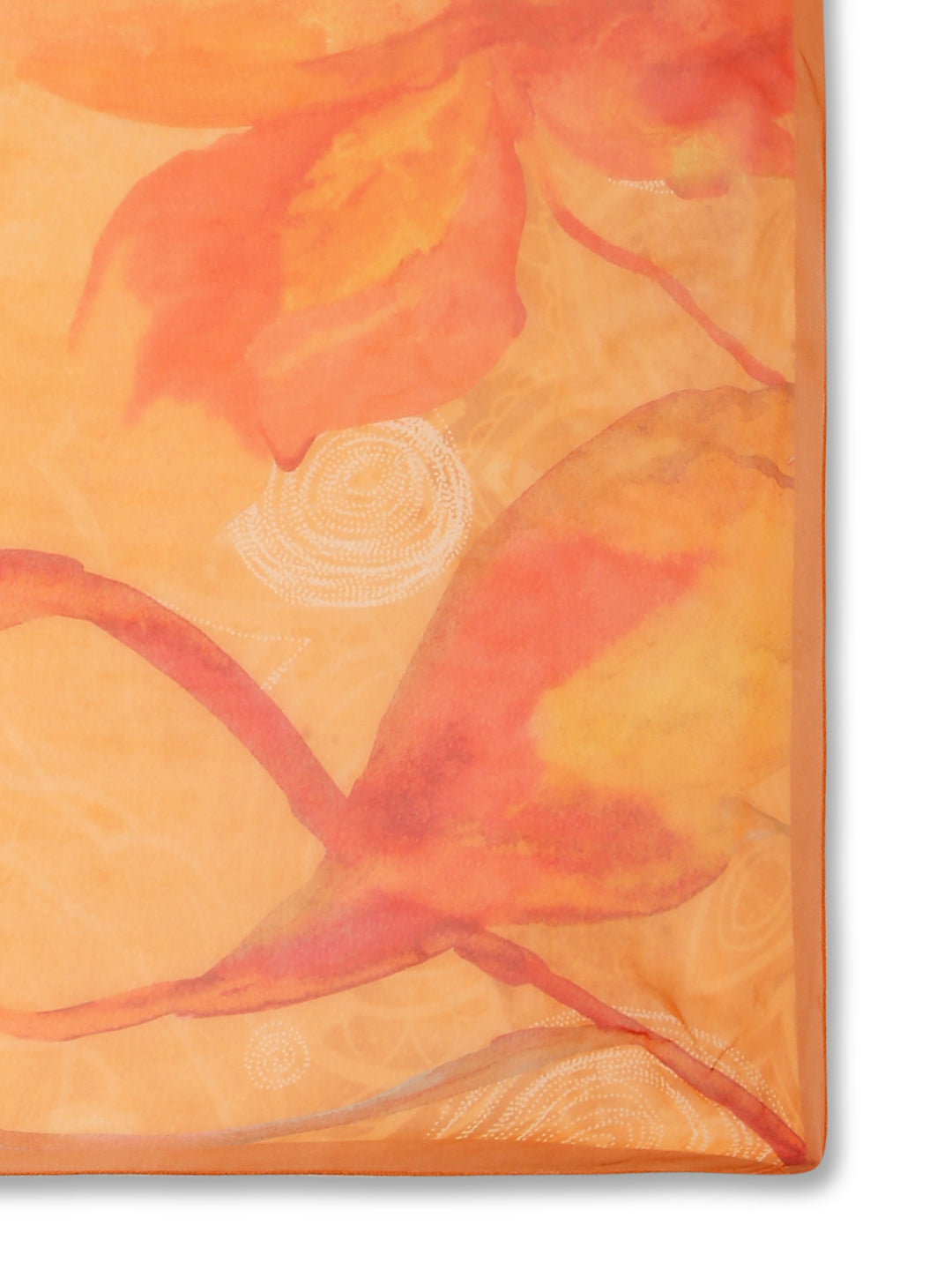 Women's Floral Orange Straight Kurta Set with Dupatta