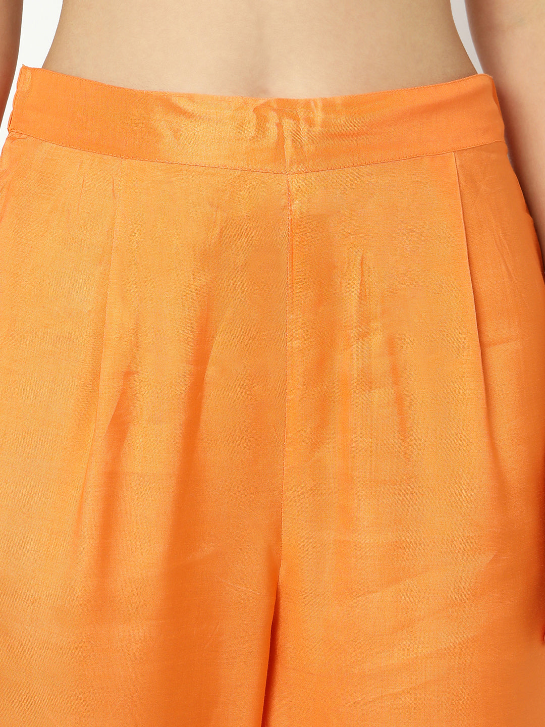 Women's Floral Orange Straight Kurta Set with Dupatta