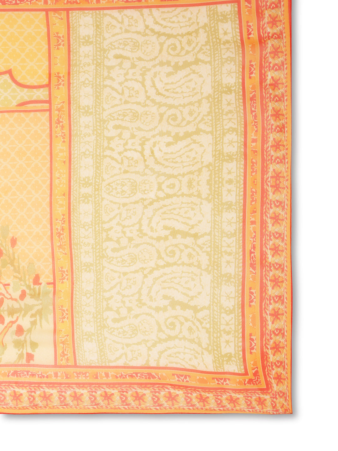 Women's Floral Orange Straight Kurta Set with Dupatta