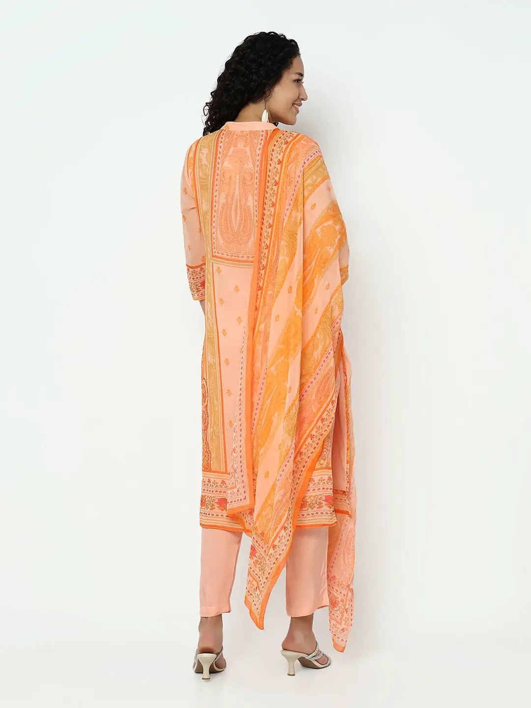 Women's Paisley Orange Kurta Set with Dupatta - from SHOWOFFFF