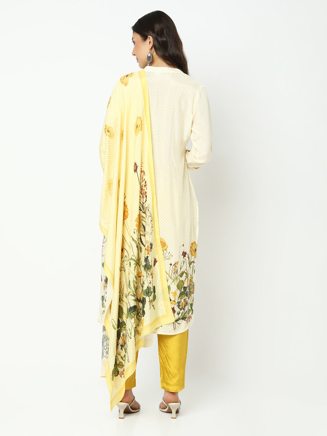 Women's Floral Yellow Kurta Set with Dupatta