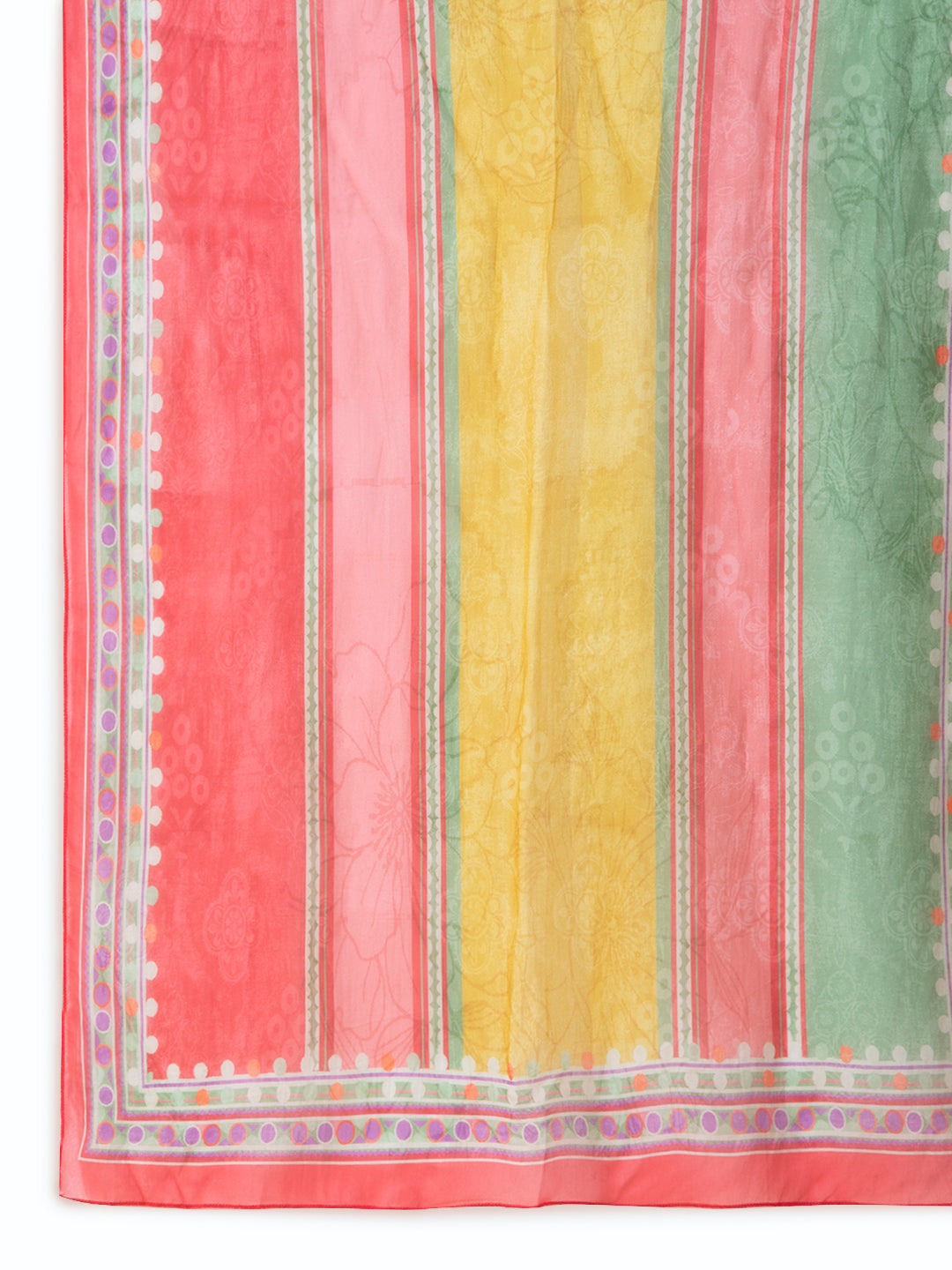 Women's Geometric Pink Mandarin Collar Kurta Set with Dupatta