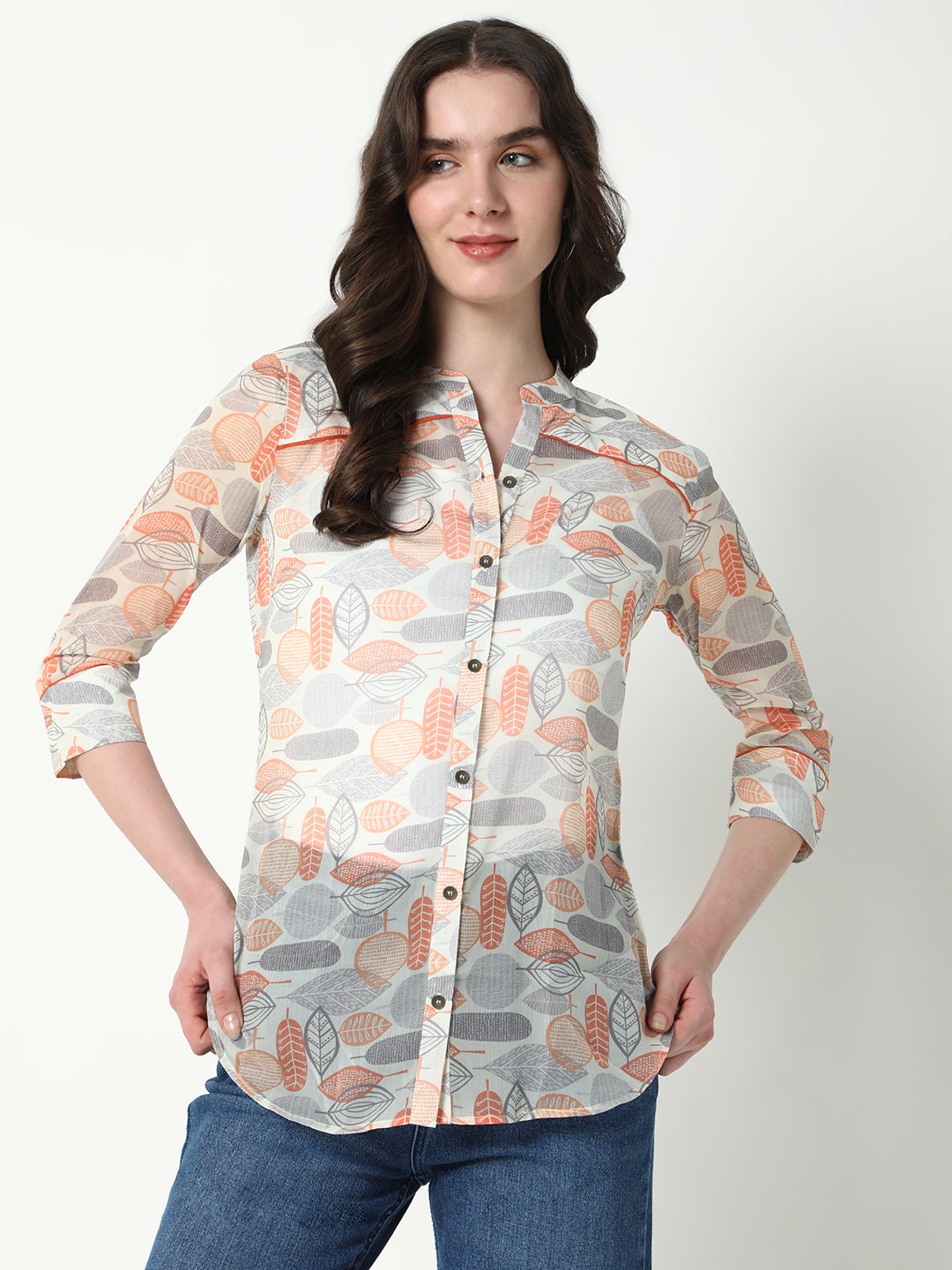 Women Grey Floral Shirt