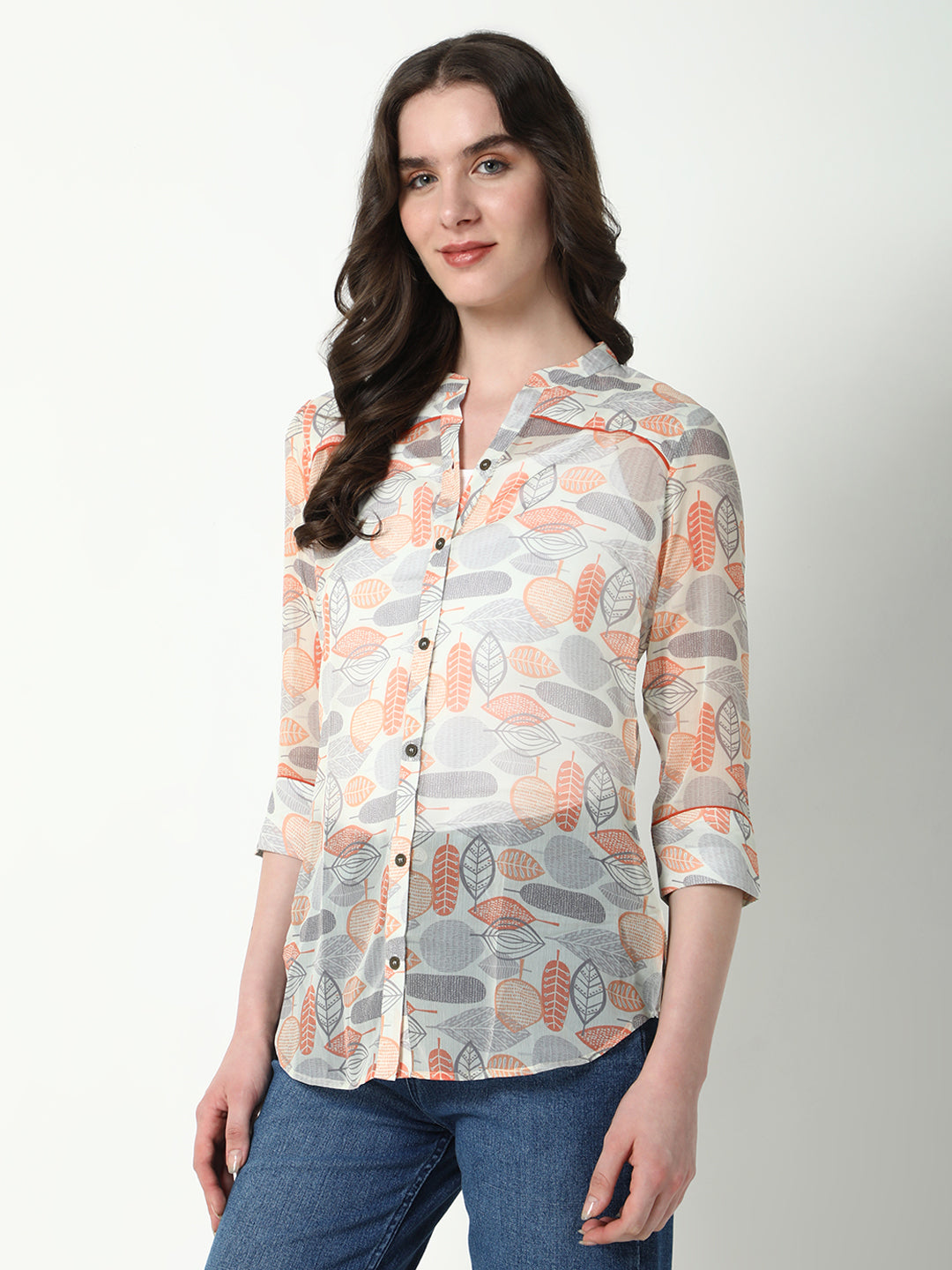 Women Grey Floral Shirt