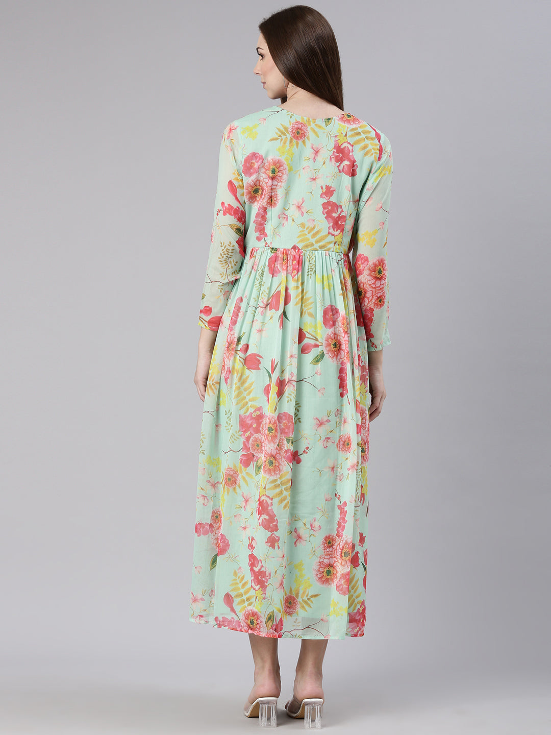 Women Sea Green Floral Empire Kurta