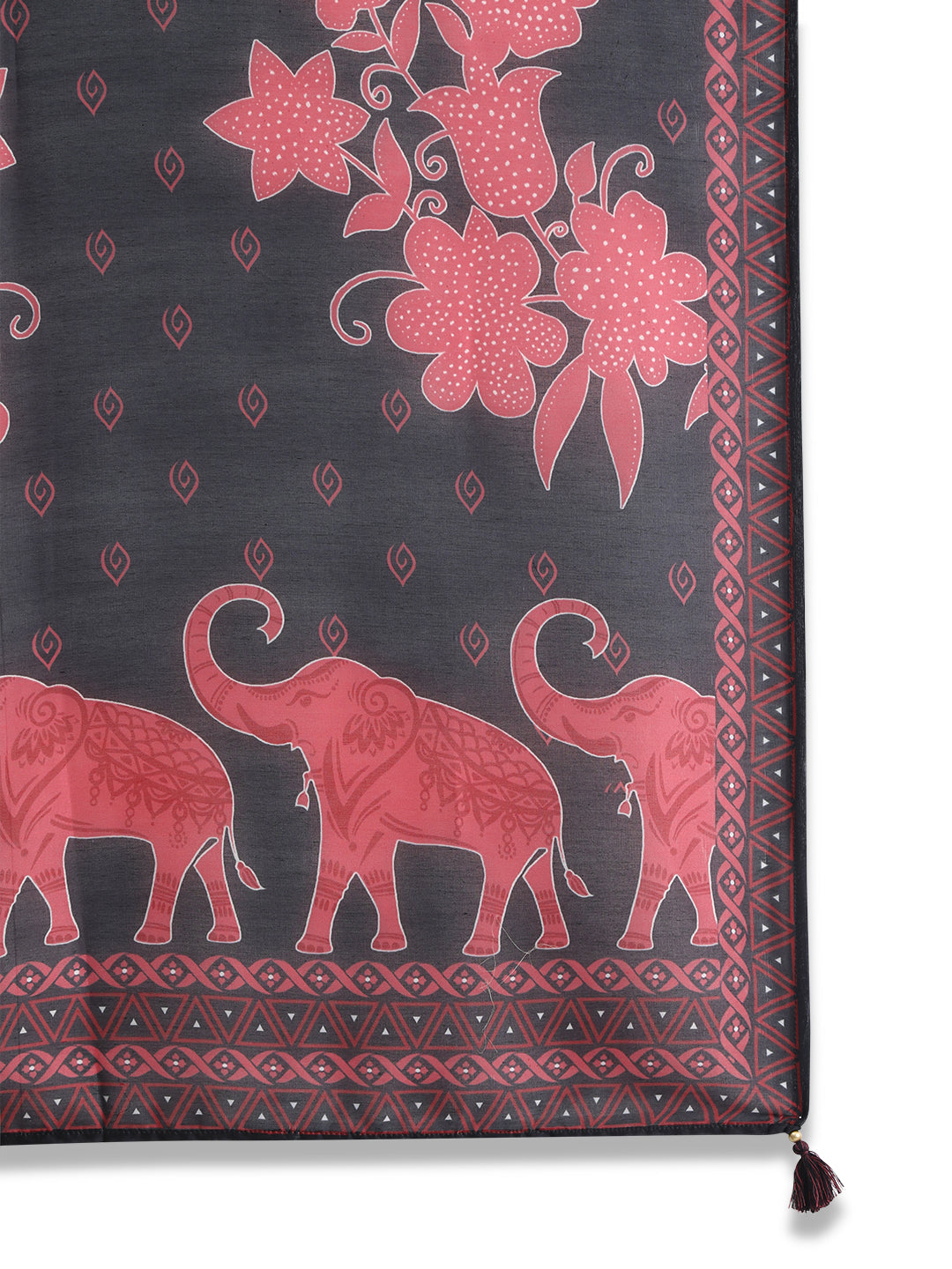 Women's Printed Black Kurta Set with Dupatta