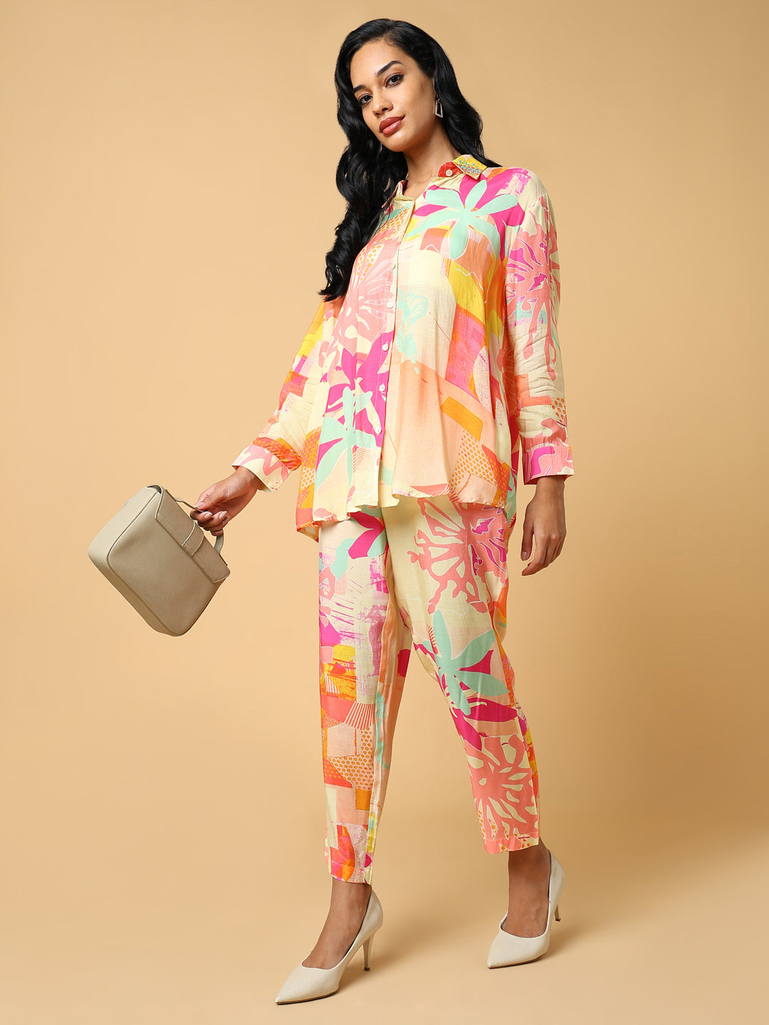 Women Printed Peach Co-Ords Set