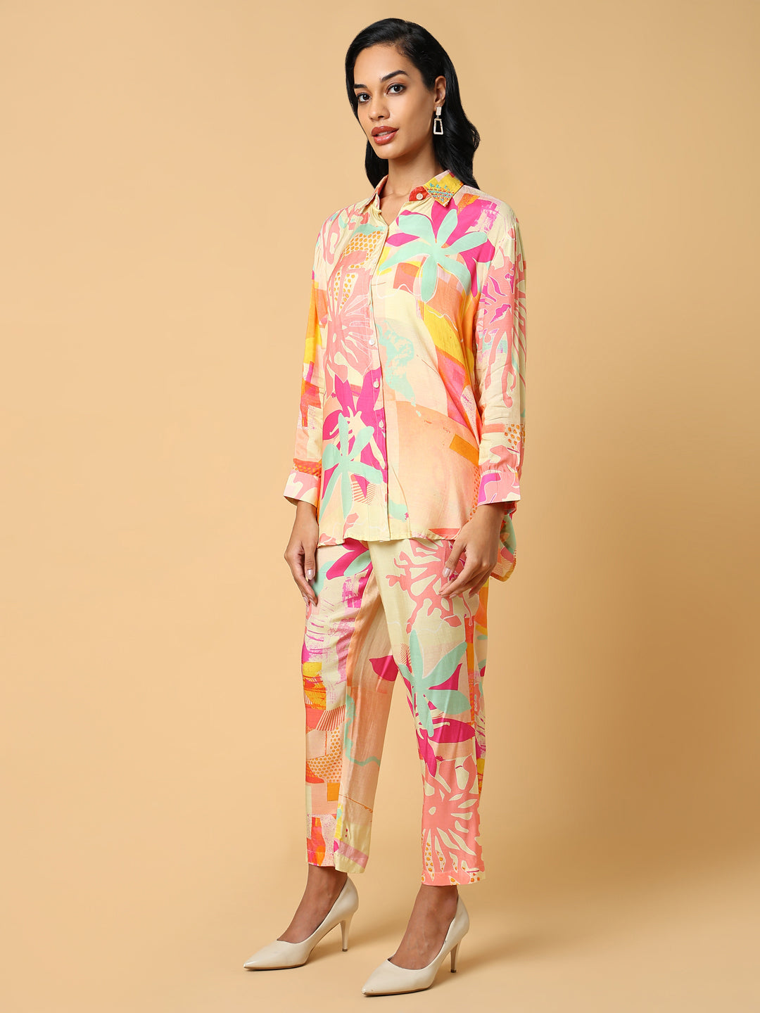 Women Printed Peach Co-Ords Set