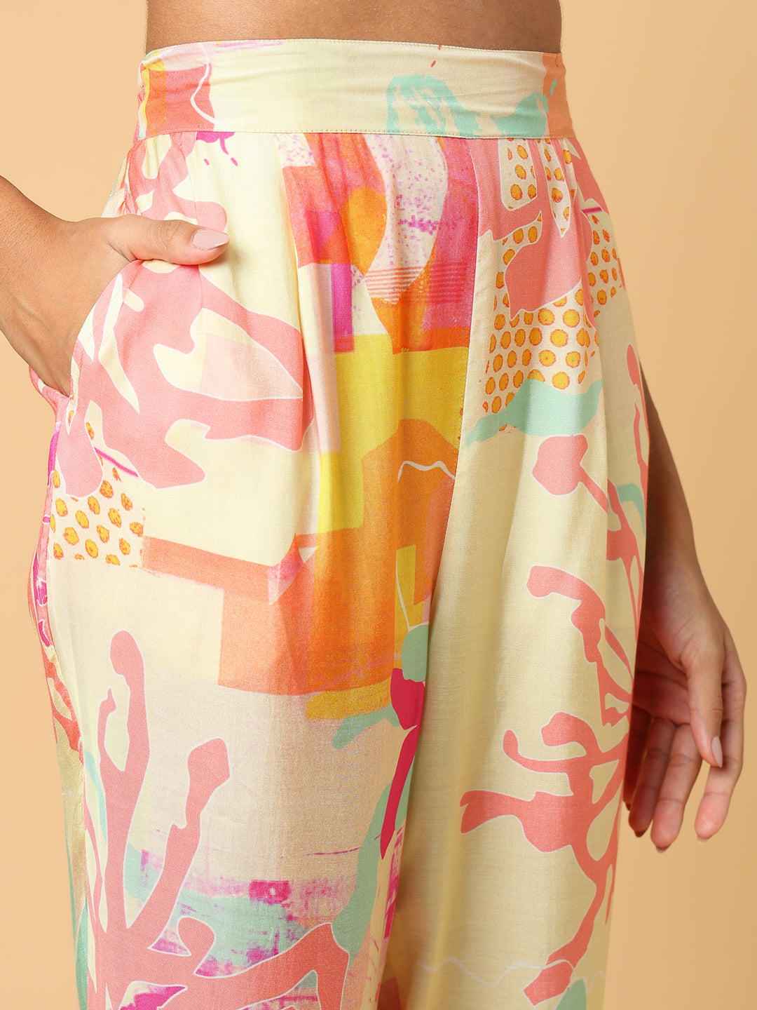 Women Printed Peach Co-Ords Set