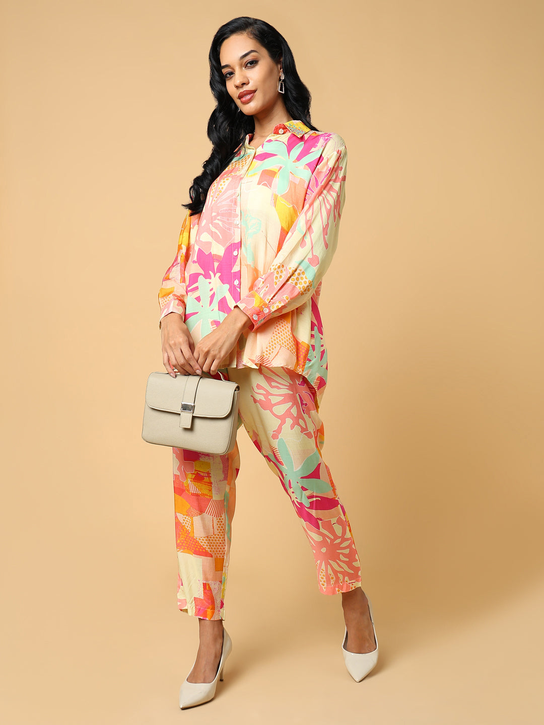 Women Printed Peach Co-Ords Set