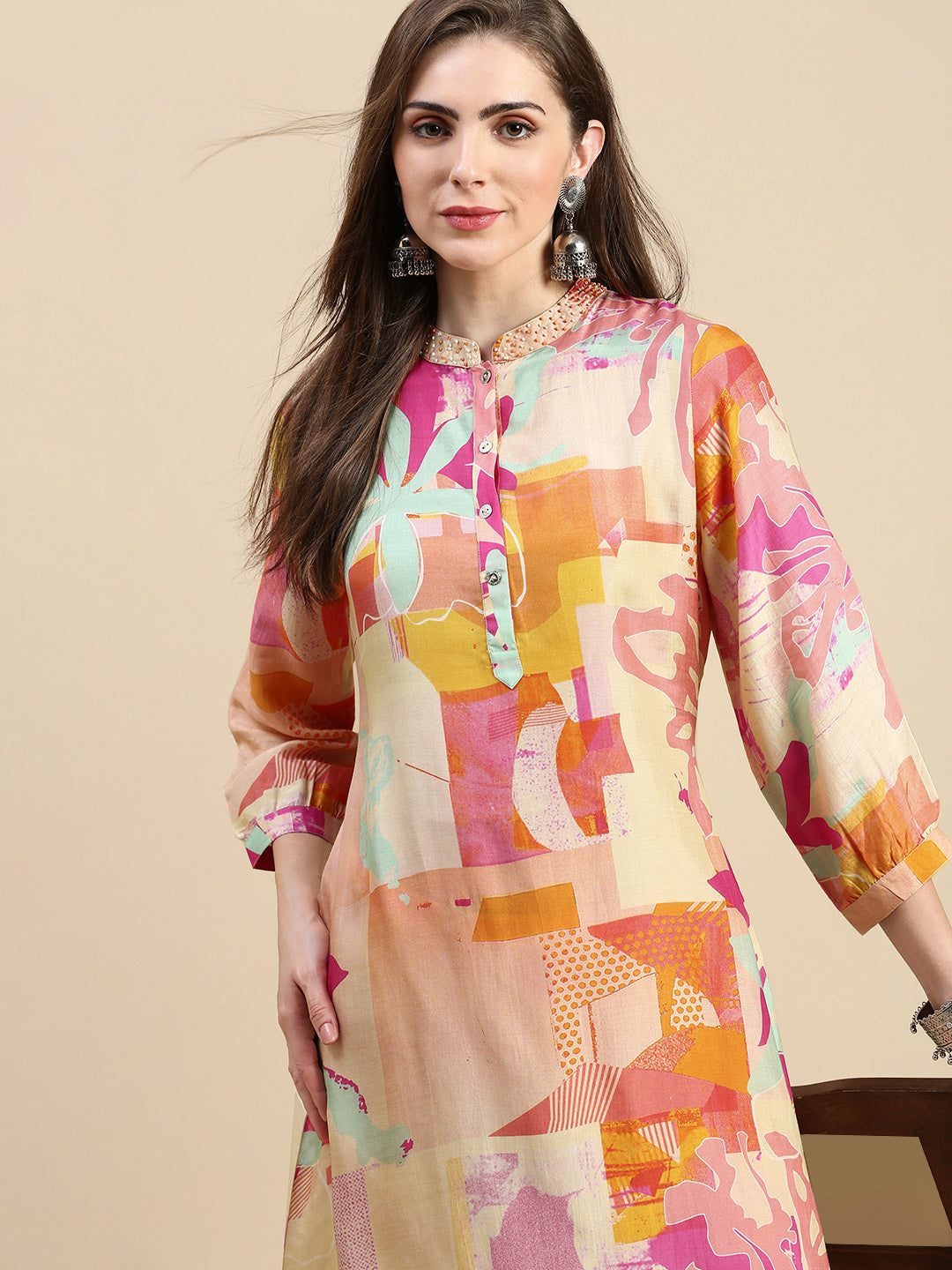 Women Abstract Multi A-Line Kurta Set