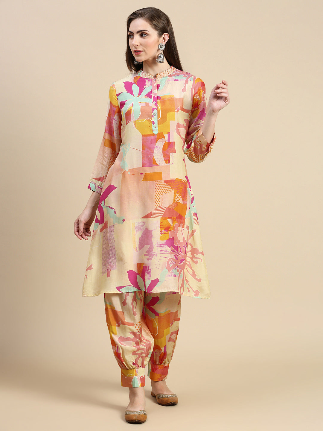 Women Abstract Multi A-Line Kurta Set