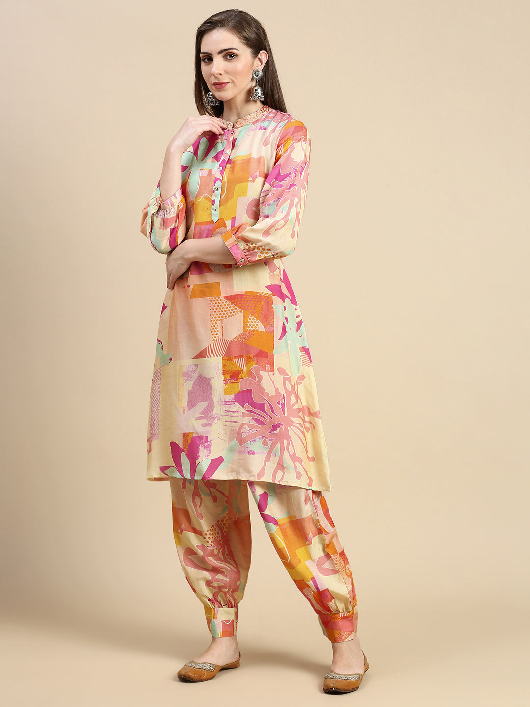 Women Abstract Multi A-Line Kurta Set