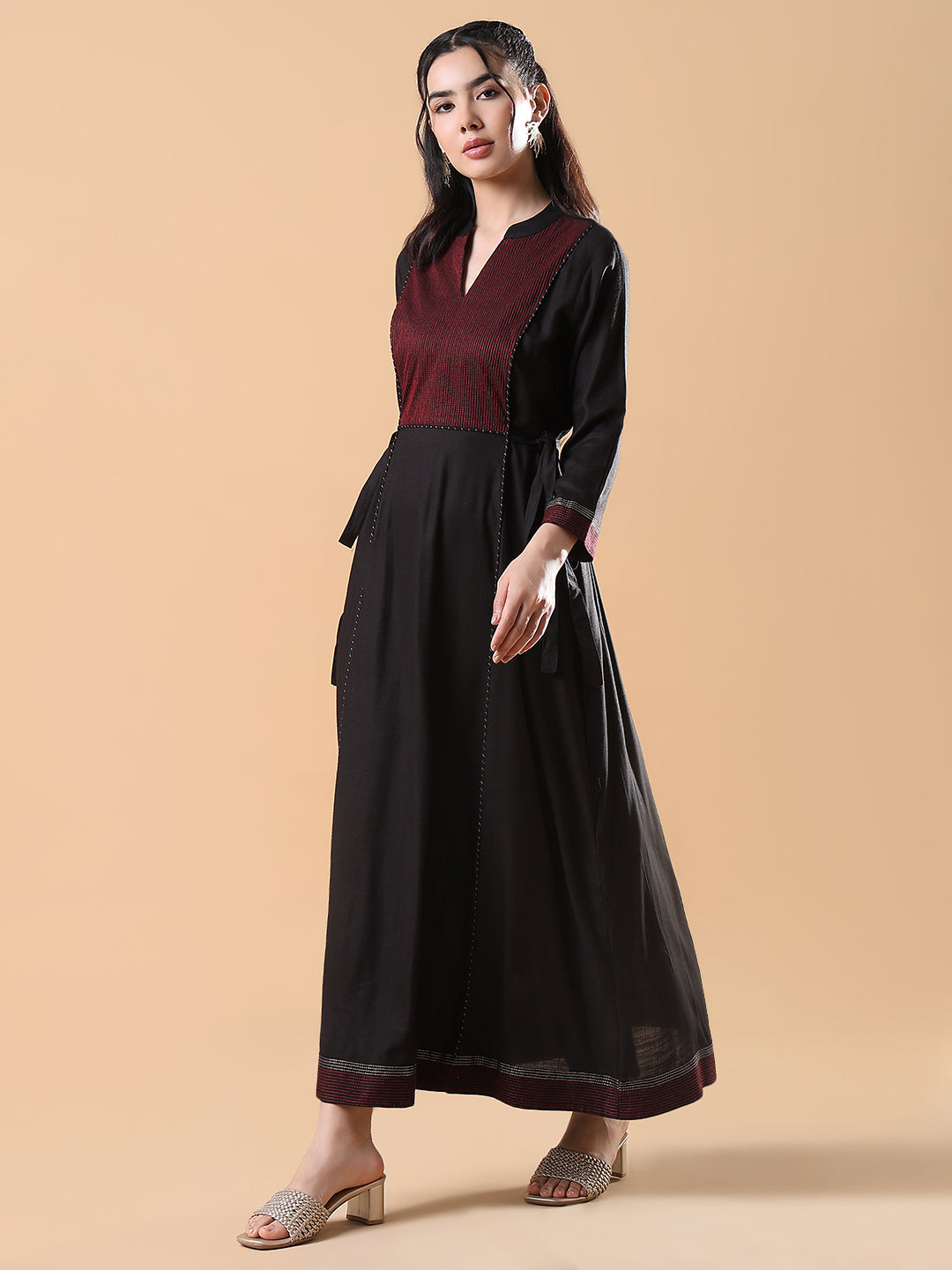 Women Solid Anarkali Black Kurta Set with Dupatta