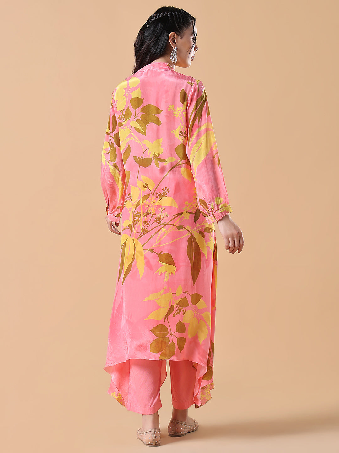 Women Floral  Asymmetric A-Line Pink Kurta Set