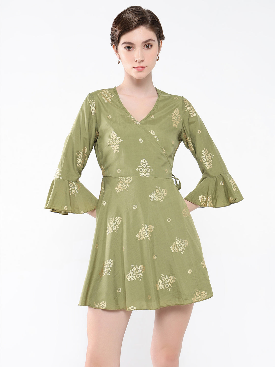 Women's Olive Printed Dress