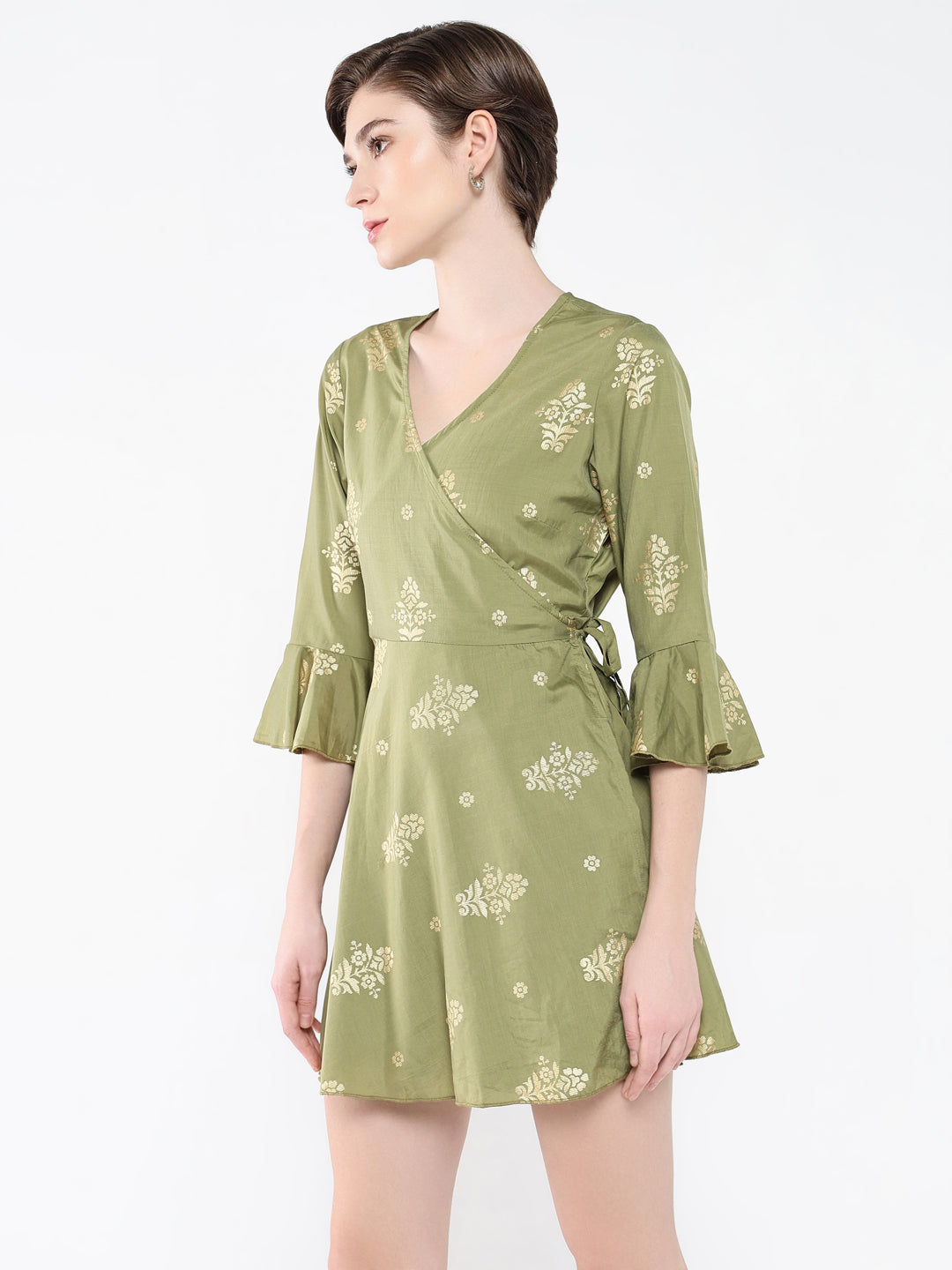 Women's Olive Printed Dress