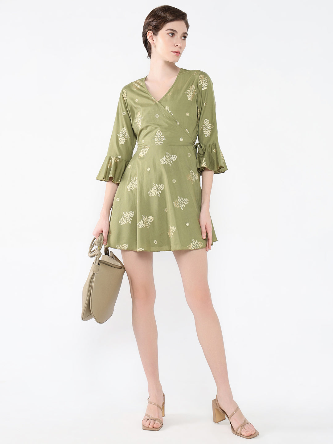 Women's Olive Printed Dress