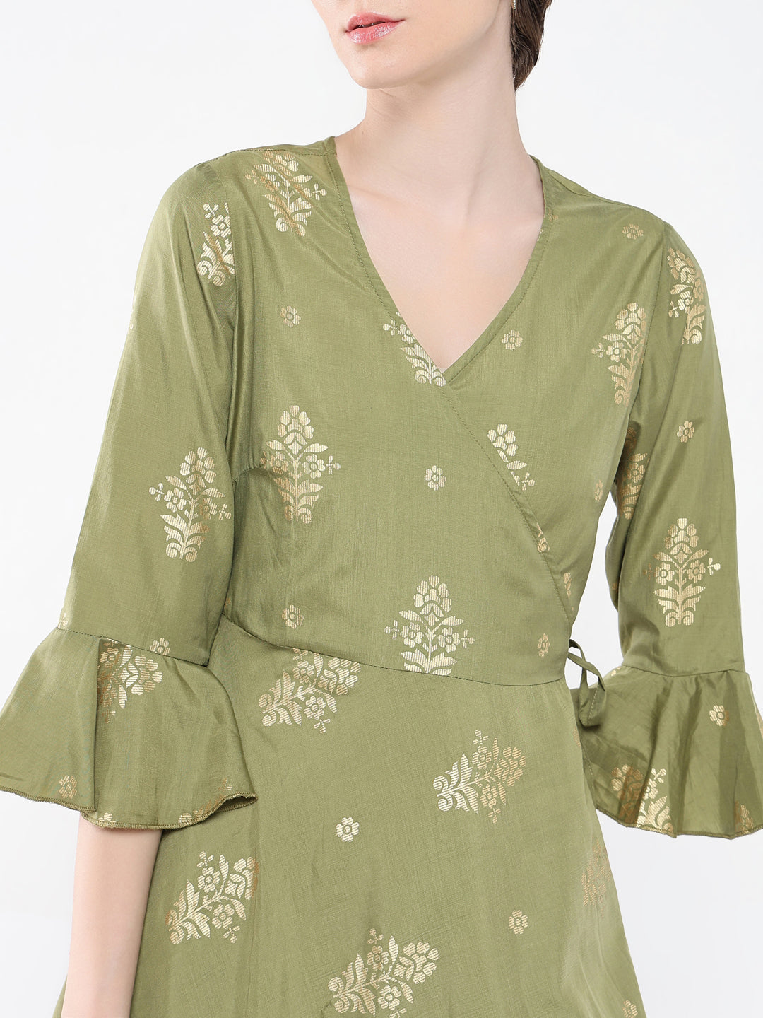 Women's Olive Printed Dress